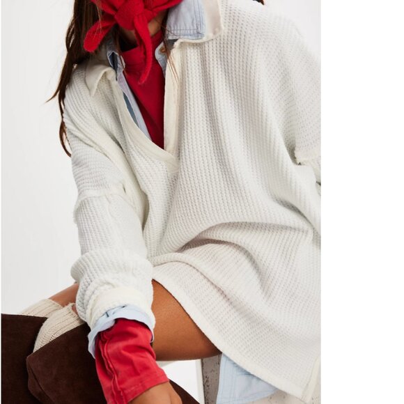 new FREE PEOPLE We The Free Travis Polo/Ivory 252 - Picture 5 of 12